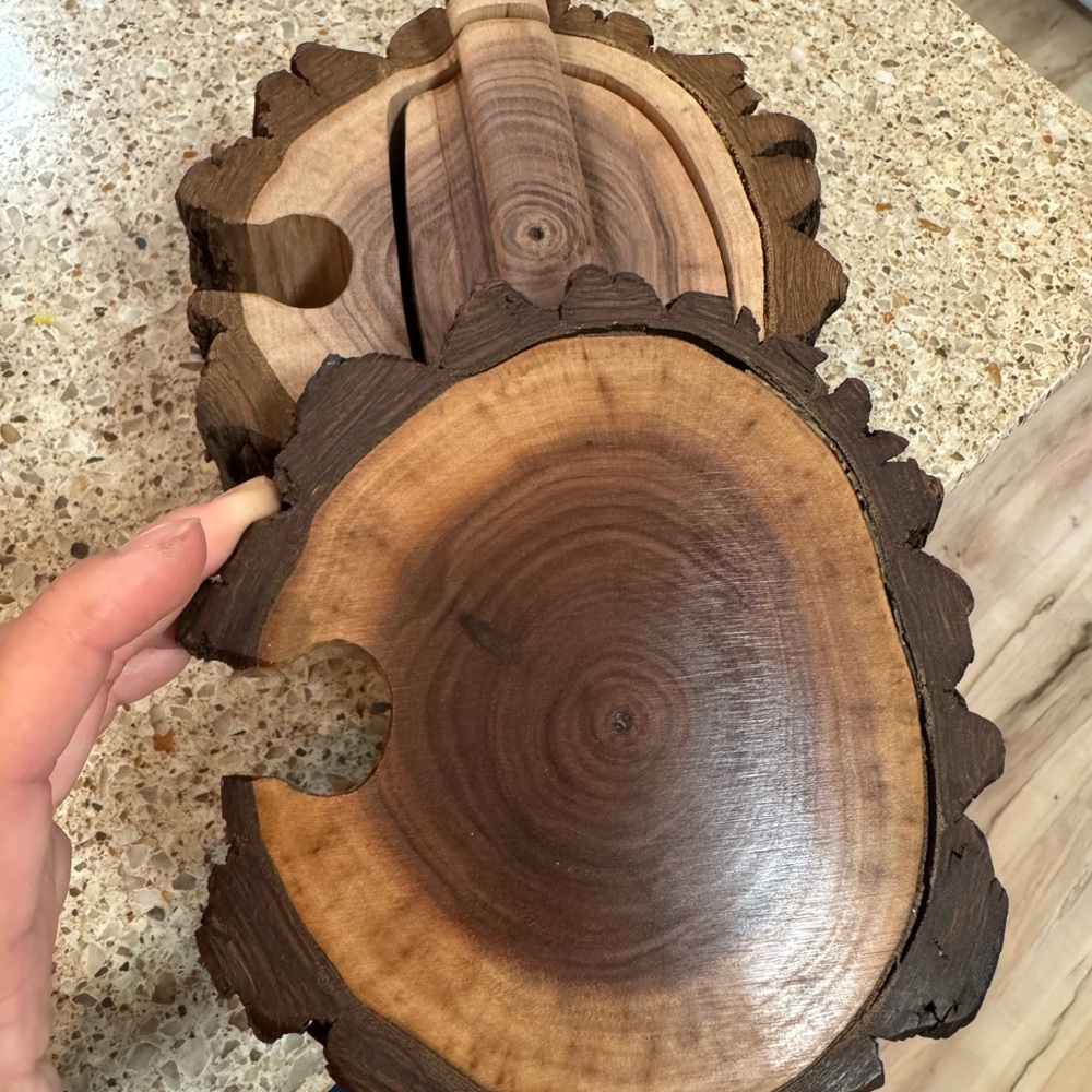 Vintage jewelry Rustic Wooden Tree Stump Box. - Picture 7 of 12